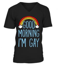 rainbow good morning i'm gay  lgbt homo gay pride t shirt