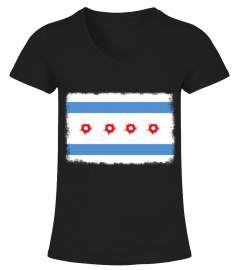 Bullet Hole Chicago Flag T-Shirts