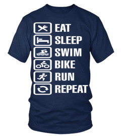 Triathlon   Eat sleep swim bike run repeat  T Shirt best sport team player gift