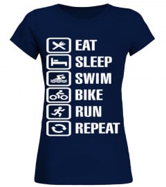 Triathlon   Eat sleep swim bike run repeat  T Shirt best sport team player gift
