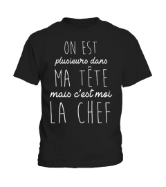 T-Shirt Drole Humour Femme - On est plusieurs dans ma tête mais c'est moi la chef !