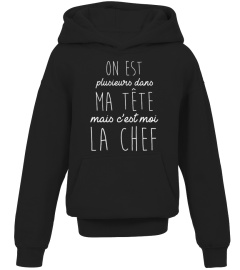 T-Shirt Drole Humour Femme - On est plusieurs dans ma tête mais c'est moi la chef !