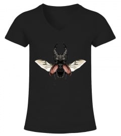 STAG BEETLE WITH OPEN WINGS FLYING TOP