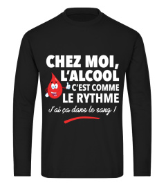 TSHIRT CHEZ MOI L'ALCOOL C'EST COMME LE RYTHME APÉRO ALCOOL HUMOUR DRÔLE JB5 COLLECTION