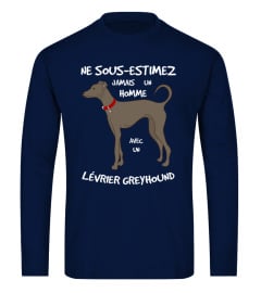 UN HOMME AVEC UN LÉVRIER GREYHOUND