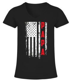 Father's Day Gift American Red Papa flag t-shirt