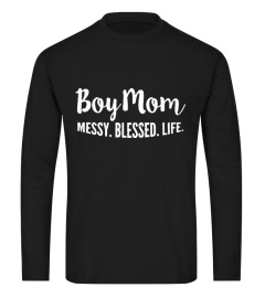 BOY MOM MESSY BLESSED LIFE T-SHIRTS