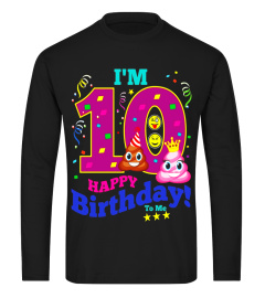 Poop Emoji Happy 10th Birthday Shirt For Boys, Girls Gift