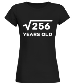 Square Root Of 256 Shirt For 16th Birthday Or 16 Year Old