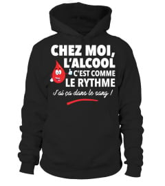 TSHIRT CHEZ MOI L'ALCOOL C'EST COMME LE RYTHME APÉRO ALCOOL HUMOUR DRÔLE JB5 COLLECTION