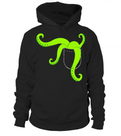 Green Alien Octopus Tentacles Faux Pocket T-Shirt Halloween