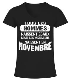 TOUS LES HOMMES EGAUX MAIS LES MEILLEURS NAISSENT EN NOVEMBRE T-SHIRT