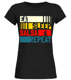 Eat Sleep Salsa Repeat T-shirt. Salsa Dancer Gifts Funny