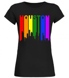 Houston Texas LGBTQ Gay Pride Rainbow Skyline T-Shirt - Limited Edition