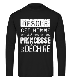 T-Shirt Couple Amour Best Seller - DESOLE CET HOMME EST DEJA PRIS PAR UNE PRINCESSE QUI DÉCHIRE