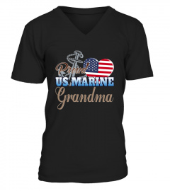 Proud Us Marine Grandma Shirt   Marine Grandma Patriotic Hea