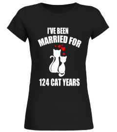 27th Wedding Anniversary T-Shirt 124 Cat Years Gift