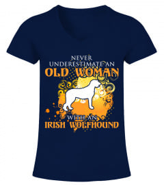 Old woman with a Irish Wolfhound Shirt