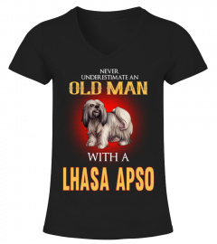 Old Man With A Lhasa Apso