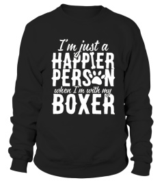 Men S I M A Happier Person When I M With My Boxer Dog T Shirt Small Black copy