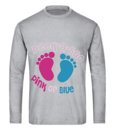 Peek-a-Boo Pink Or Blue\r\nadorable maternity clothes, arriving soon, baby announcement, baby shower, cute maternity, expecting, foot prints, funny maternity tees, kicking, maternity, pregnant