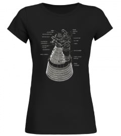 F-1 Rocket Design Drawing Graphic Tee Shirt Rocketdyne