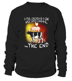 BBQ Joke T Shirt Funny A Pig Cow Chicken Go To A Barbecue