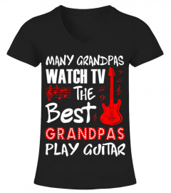 Many Grandpas Watch TV Best Play Guitar Tshirt