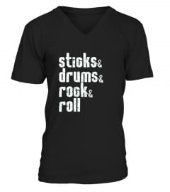  Sticks Drums Rock And Roll Drummer T shirt Drumming Rocker