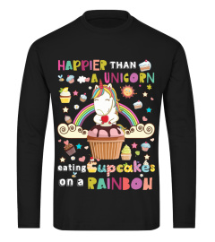 UNICORN EATING CUPCAKES ON A RAINBOW.