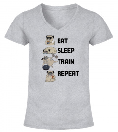 Pug Gym - Eat Sleep Train Repeat T Shirt