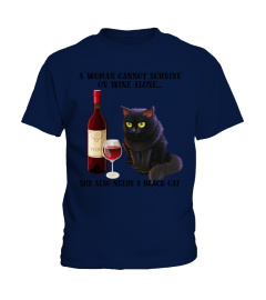 Black cat and wine