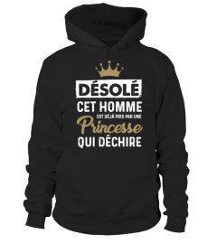 T-Shirt Homme Mari Couple Princesse - Désolé cet homme est déjà prit par une princesse qui déchire !