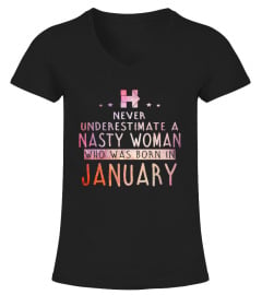 NEVER UNDERESTIMATE A BLACK QUEEN BORN IN JANUARY T-SHIRT