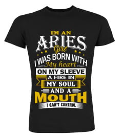 ARIES GIRL BORN WITH HEART TSHIRT