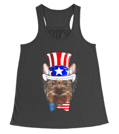 Tshirt -Yorkshire Terrier Dog Independence Day USA Tee