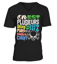 T-Shirt Drole Humour Homme - On est plusieurs dans ma tête mais c'est moi le chef ! 