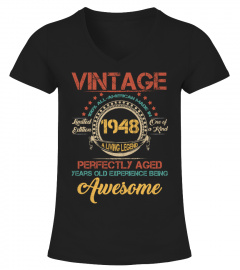 Vintage 100% All-American Made In 1948 One Of Kind A Living Legend Perfectly Aged 70 Years Old 70th Birthday T-Shirt