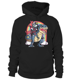 Ninja Unicorn Ride Dinosaur T shirt Girls T rex Squad Rainbow