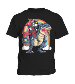 Ninja Unicorn Ride Dinosaur T shirt Girls T rex Squad Rainbow