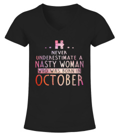 NEVER UNDERESTIMATE A BLACK QUEEN BORN IN OCTOBER T-SHIRT