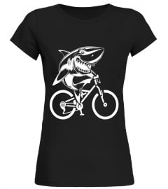 Shark Riding A Bicycle Ocean T-Shirt Sea Animal Bike Tee