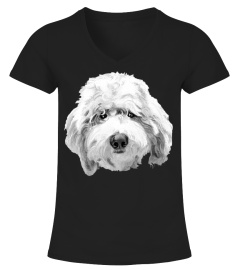 LUCKY LABRADOODLE FACE ~ BLACK AND WHITE