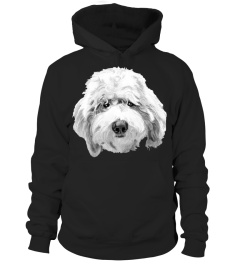 LUCKY LABRADOODLE FACE ~ BLACK AND WHITE