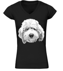 LUCKY LABRADOODLE FACE ~ BLACK AND WHITE