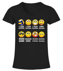 I Love volleyball Emojis Emoticons TShirt