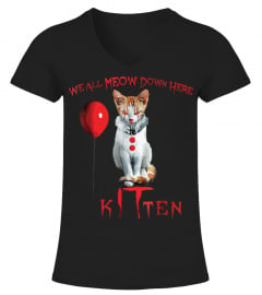 We All MEOW Down Here Clown Cat Kitten T-Shirt