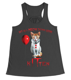 We All MEOW Down Here Clown Cat Kitten T-Shirt