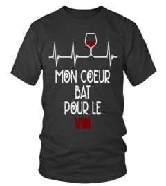 TEE SHIRT - "MON COEUR BAT POUR LE VIN"