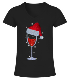 Diamond Wine Glasses Santa Hat Shirt